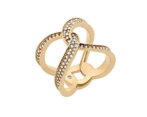 michael kors damenring mkj5855710|Michael Kors Ladies Gold Plated Interlocking Brilliance Ring .